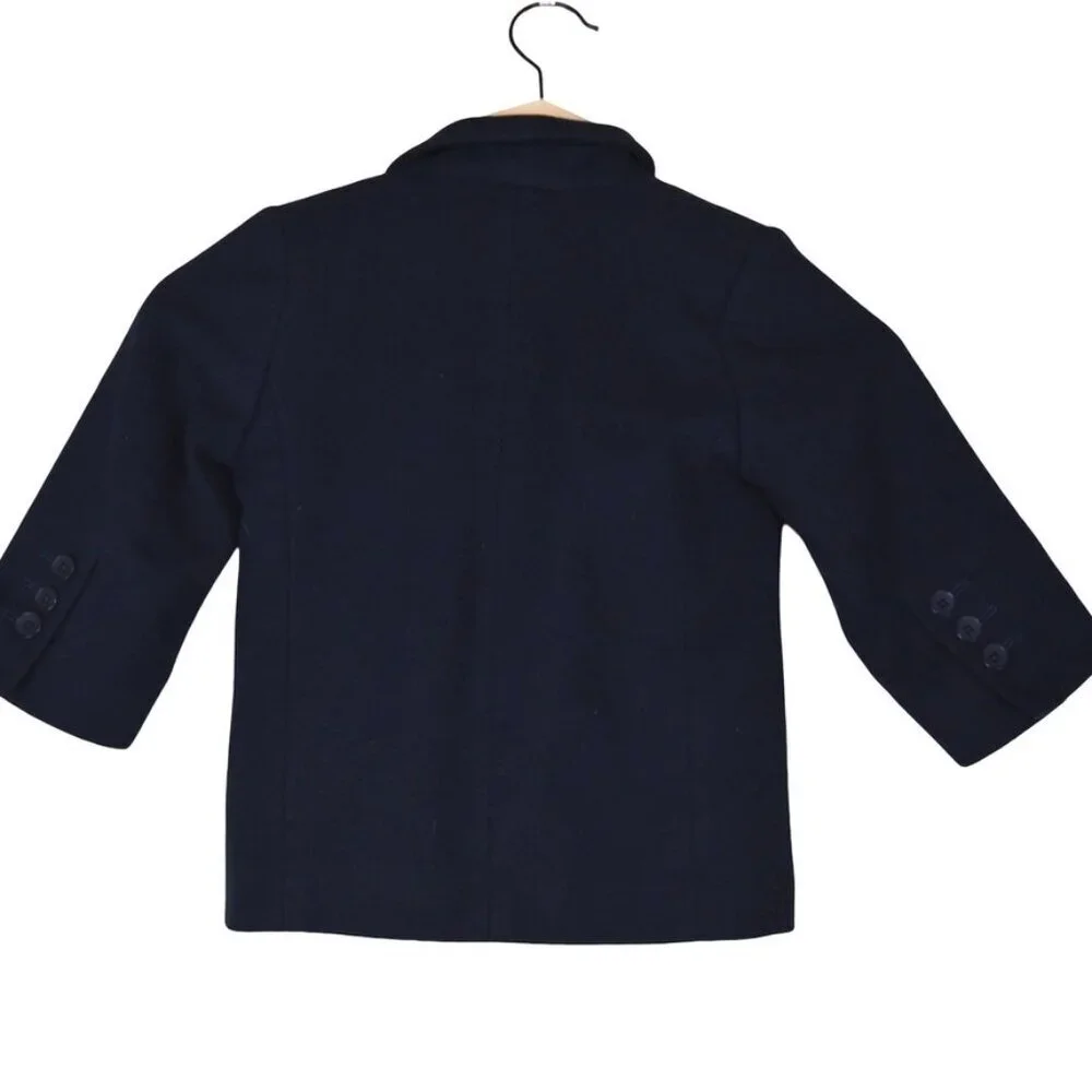 GAP Navy Wool Cashmere Blend Blazer XXS 3/4 Classic Prep Kidswear